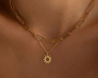Sunburst Necklace, Gold Sun Necklace | Sun Pendant Necklace, Sun Charm | Celestial Necklace, Simple Gold Necklace, Everyday Necklace Silver