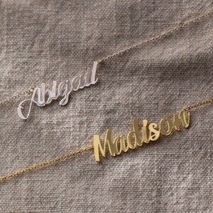 14K Gold Name Necklace, Gold Name Pendant | Gold Nameplate Necklace, Name Plate Necklace | Dainty Name Necklace, Personalized Name Necklace