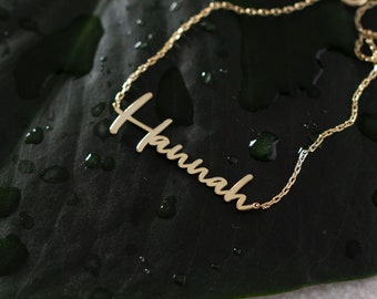 Script Name Necklace, 14K Gold Name Necklace | Signature Name Necklace, Handwriting Name Necklace | Dainty Name Necklace, Nameplate Necklace