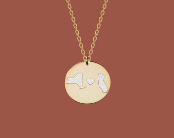 14K Gold Long Distance Relationship Gift for Girlfriend, Long Distance Friendship Necklace | Friendship BFF Necklace, Best Friend Necklace