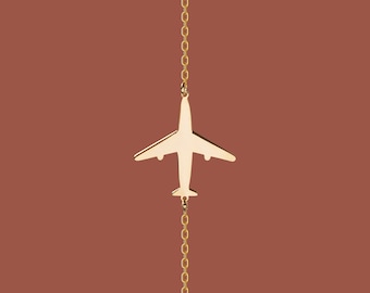 Sideways Airplane Necklace, Travel Gifts Her | Dainty Plane Necklace, Aviation Gifts | Pilot Gifts, Flight Attendant Gifts, Moving Away Gift
