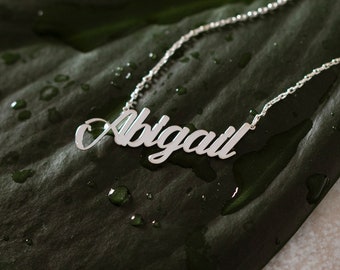 Dainty Name Necklace, 14K Gold Name Necklace | Personalized Name Necklace, Custom Name Necklace | Silver Name Necklace, Silver Name Plate