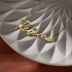 14K Gold Name Necklace, Handwriting Necklace | Personalized Name Necklace, Script Name Necklace | Nameplate Necklace, Dainty Name Necklace