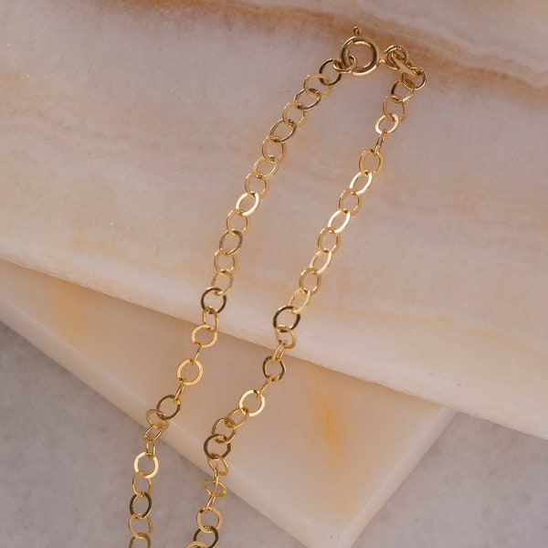Thin Gold Bracelet, 14K Gold Rolo Chain Bracelet | Cable Chain Bracelet, Oval Link Chain Bracelet |925 Silver Bracelet, Dainty Gold Bracelet