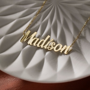 14K Gold Name Necklace, Nameplate Necklace | Personalized Name Necklace, Custom Name Plate Necklace | Dainty Name Necklace, 14K Name Pendant