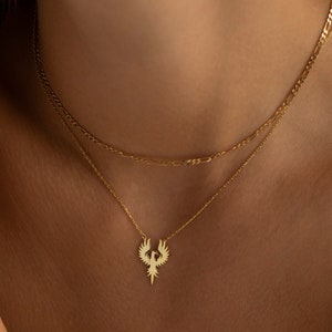 Gold Phoenix Necklace, Phoenix Rising Necklace | Phoenix Pendant, Phoenix Charm | Bird Necklace, Fantasy Necklace, Silver Phoenix Necklace
