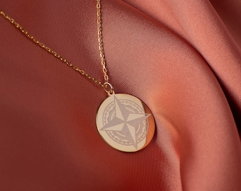 14K Gold College Graduation Necklace, Compass Necklace Women | Compass Jewelry, Journey Necklace | Travel Necklace, Engraved Compass Gift
