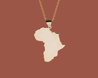 14K Gold African Necklace, Africa Necklace | Tribal Necklace, Africa Pendant | Statement Necklace, Bohemian Necklace, Silver Africa Necklace