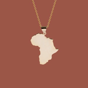 14K Gold African Necklace, Africa Necklace | Tribal Necklace, Africa Pendant | Statement Necklace, Bohemian Necklace, Silver Africa Necklace