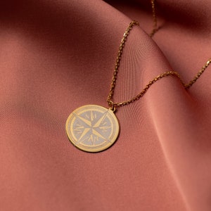 14K Gold Compass Necklace, College Graduation Necklace Daughter | Compass Jewelry, Journey Necklace | Travel Necklace, Engraved Compass Gift