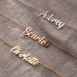 14K Gold Name Necklace, Personalized Name Necklace | Rose Gold Name Necklace, Handwriting Name Necklace | Nameplate Necklace, 14K Name Plate