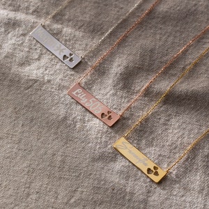 Custom Bar Necklace, 14K Gold Bar Necklace | Engraved Bar Necklace, Personalized Bar Necklace | Laser Engraved Pendant, Handwriting Necklace