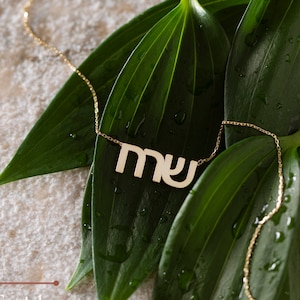 14K Gold Hebrew Name Necklace, Jewish Name Necklace | Jewish Jewelry, Judaica Jewelry | Custom Name Plate Necklace, Israel Name Necklace
