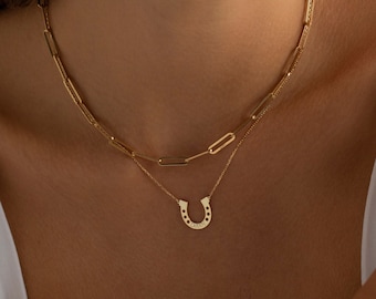 Horseshoe Necklace w/ Name, Dainty Personalized Necklace | Horse Necklace Women, Good Luck Charm | Western Necklace, Horse Gifts for Women