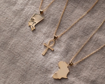 925 Silver Africa Necklace Set, Layered Necklace Set | Queen Nefertiti Necklace, Gold Ankh Necklace | Egyptian Jewelry, African Necklace