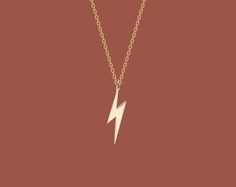Simple Lightning Bolt Necklace, Dainty Gold Necklace | Dainty Lightning Bolt Charm, Tiny Lightning Bolt Pendant | 14K Gold Everyday Necklace