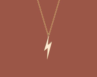 Simple Lightning Bolt Necklace, Dainty Gold Necklace | Dainty Lightning Bolt Charm, Tiny Lightning Bolt Pendant | 14K Gold Everyday Necklace