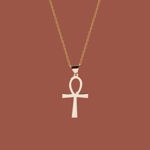 14K Gold Ankh Necklace, Egyptian Jewelry | Dainty Ankh Pendant, Ancient Egyptian Necklace | Protection Cross Necklace, African Jewelry Women