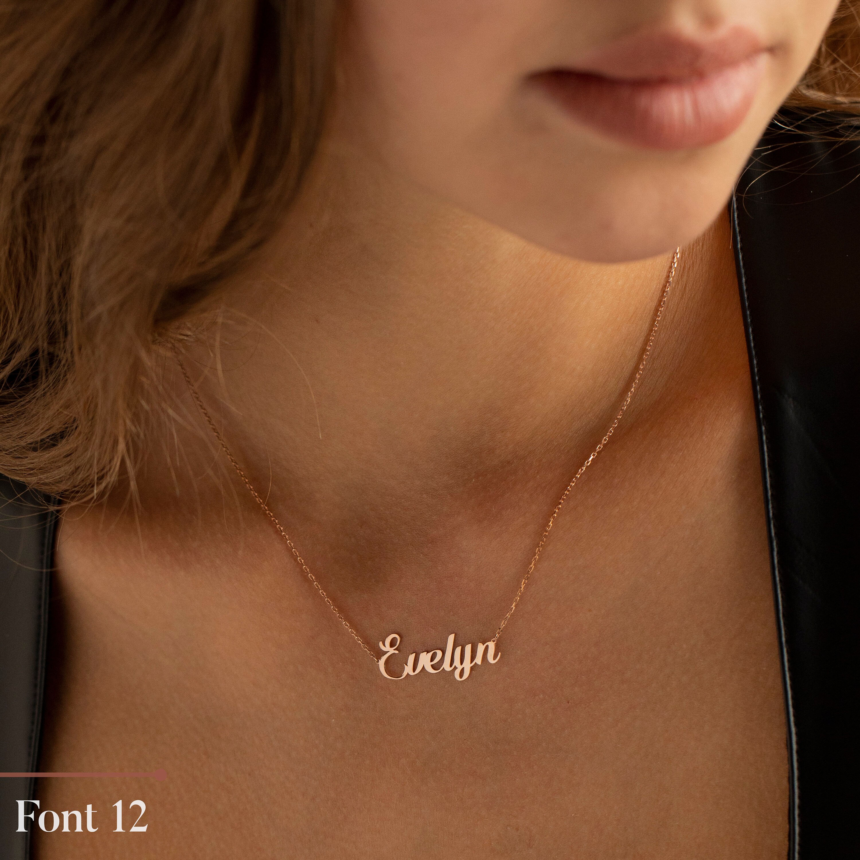 14K Rose Gold Name Necklace Personalized Name Necklace Gold Nameplate Necklace Custom Name Plate Necklace Script Name Necklace Women Etsy