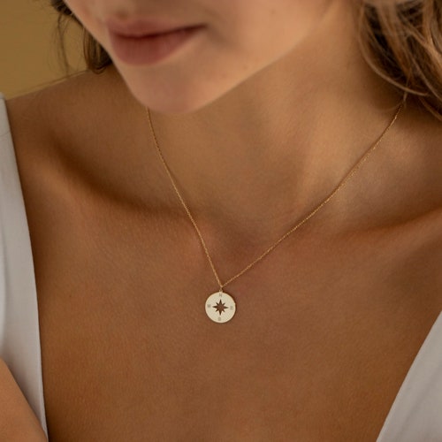14K Gold Compass Necklace, College Graduation Necklace Daughter | Journey Necklace, Compass Jewelry | Travel Necklace, Engraved Compass Gift