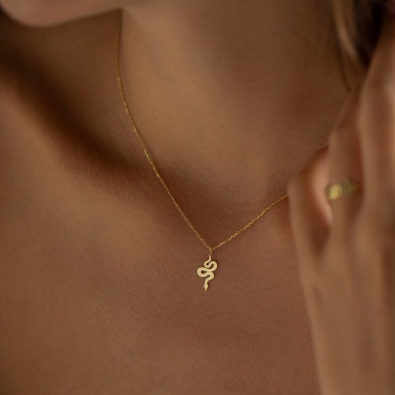 14K Gold Snake Necklace, Serpent Necklace | Medusa Necklace, Animal Necklace, Gold Snake Jewelry | Snake Pendant, Snake Choker, Snake Charm