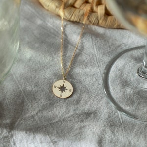 14K Gold Compass Necklace, College Graduation Necklace Daughter Journey Necklace, Compass Jewelry Travel Necklace, Engraved Compass Gift image 2