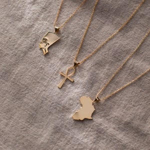 14K Gold Africa Necklace, Gold Vermeil African Necklace | Africa Pendant, Travel Necklace | Everyday Necklace, Silver Africa Necklace Women image 6