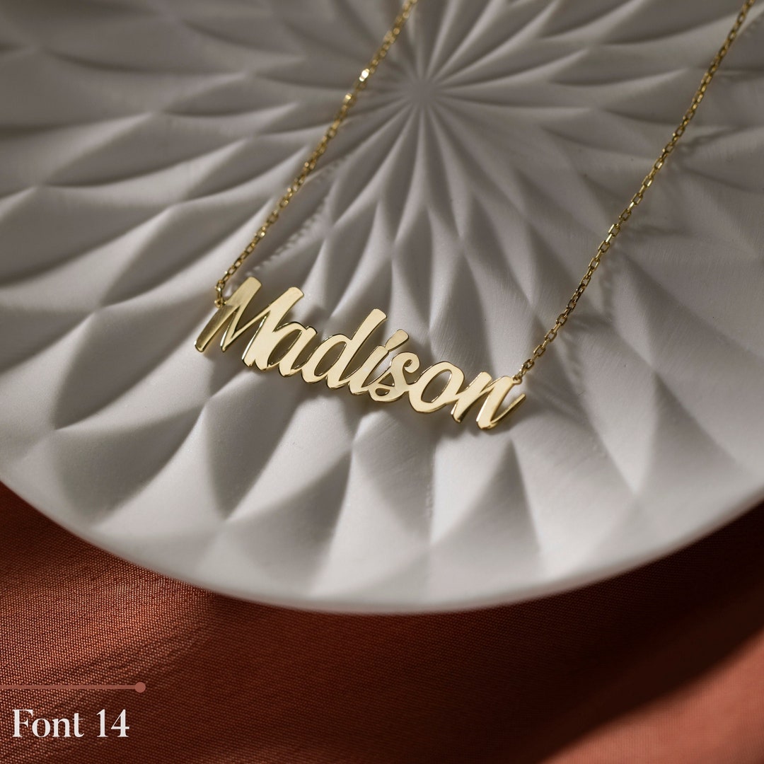 14K Gold Name Necklace, Nameplate Necklace | Personalized Name Necklace ...
