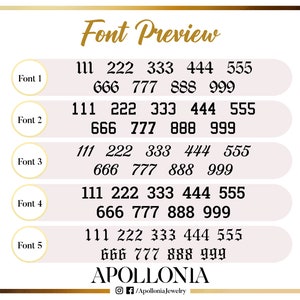 May include: A graphic showing five different font styles with the numbers 111, 222, 333, 444, 555, 666, 777, 888, and 999. The text "Font Preview" is at the top of the graphic. The text "APOLLONIA" is at the bottom of the graphic.