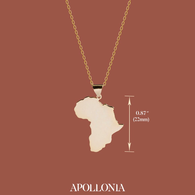 14K Gold Africa Necklace, Gold Vermeil African Necklace | Africa Pendant, Travel Necklace | Everyday Necklace, Silver Africa Necklace Women image 7