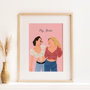 Ilustração personalizada, retrato sem rosto a partir de foto, presente personalizado para irmã, presente de Natal para melhor amiga, presente de amizade