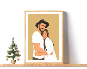 Custom Couple Portrait From Photo: Personalized Wife/Husband Birthday Gift