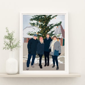 Illustration numérique à partir d'une photo, portrait sans visage, portrait de famille personnalisé, cadeau de pendaison de crémaillère personnalisé
