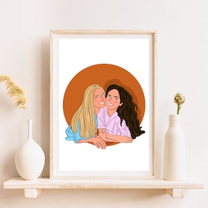 Personalized Faceless Portrait, 21st Birthday Gift For Her, Cartoon Portrait From Photo, Gift For Best Friend