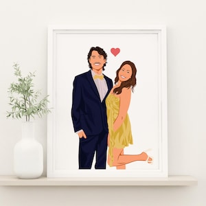 Benutzerdefinierte Porträt, Valentinstag Geschenk für Sie, personalisiertes Paar Geschenk, Freundin Geschenk, Paar Illustration, Zeichnung vom Foto