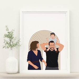 Family Portrait Illustration, Faceless Portrait, Personalized Drawing, Custom Illustration, Gift For Him, Birthday Gift, Digital Portrait