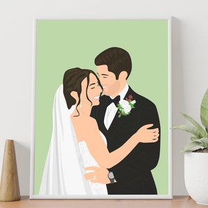 Retrato de pareja personalizado, Retrato sin rostro personalizado, Retrato de dibujos animados de la foto, Ilustración digital, Retrato familiar