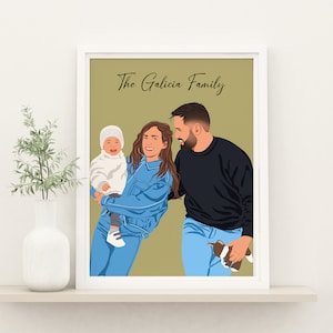 Cartoon Family Portrait, Personalized Housewarming Gift, New Home Gift, Faceless Illustration, Custom Gift For Family
