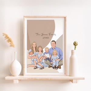 Personalized Family Portrait, Custom Illustration With Pet, Cartoon Portrait From Photo, Gift for Parents image 2