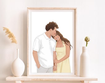 Custom Couple Illustration: Anniversary & Engagement Gift