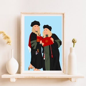 Custom Graduation Portrait, Cartoon Portrait From Photo, Personalized Graduation Gift For Best Friend, Class Of 2025, Faceless Portrait
