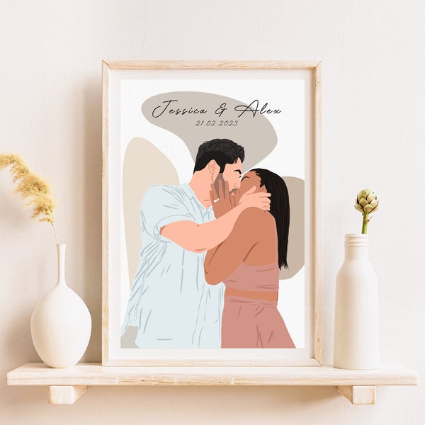 Custom Couple Portrait, Faceless Portrait, Personalized Gift For Him, Portrait From Photo, Boyfriend Gift, Custom Portrait, Digital Print