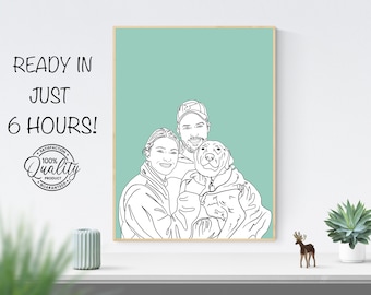 Personalized Line Drawing, Custom Line Art, One Line Art, Couple Portrait, Drawing From Photo, Family Outline Sktech, Custom Line Drawing