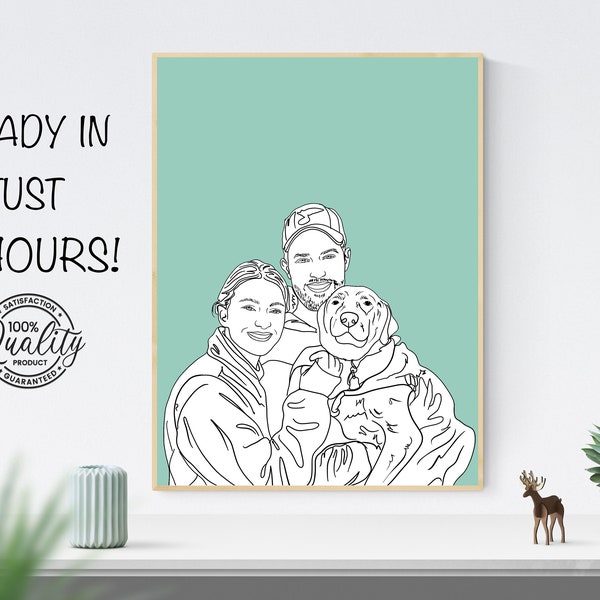 Personalized Line Drawing, Custom Line Art, One Line Art, Couple Portrait, Drawing From Photo, Family Outline Sktech, Custom Line Drawing