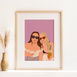 Custom Cartoon Illustration, Best Friend Gift, Birthday Gift for Her, Drawing From Photo, Personalized Decor Gift, Faceless Portrait Print