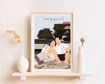 Custom Family Cartoon Portrait from Photo, Anniversary Gift