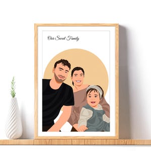 Cartoon Family Portrait, Custom Drawing from Photo, Christmas Gift, Personalized Gift for Mom, Family Gift, Gift for Her, Last Minute Gift