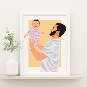 Gesichtsloses Familienporträt, Tochter zum Vatergeschenk, personalisiertes Geburtstagsgeschenk für Papa, benutzerdefinierte Illustration, Vatertagsgeschenk