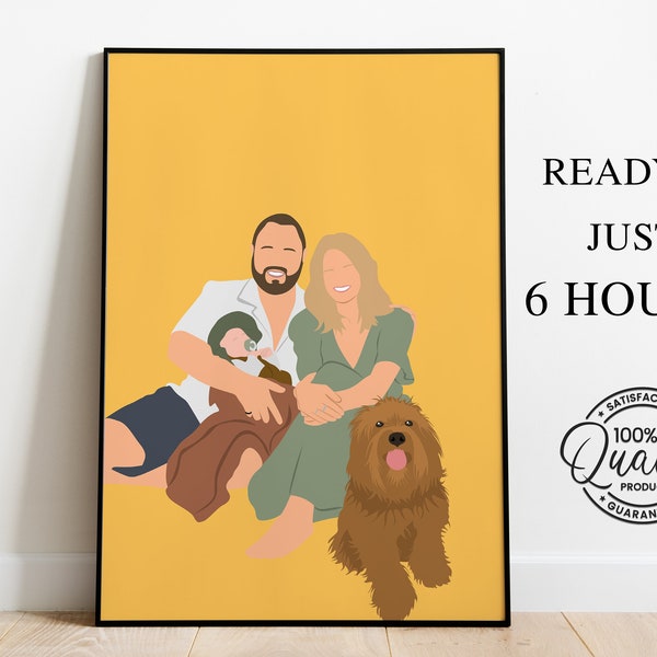 Custom Family Portrait, Family Illustration From Photo, Faceless Portrait Print, Personalized Portrait, Faceless Portrait, Custom Portrait