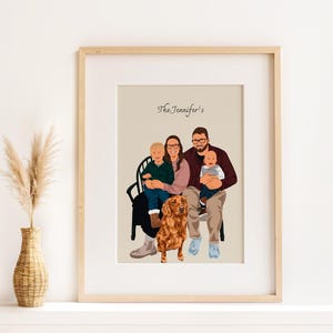 Custom Family Portrait, Personalized Family with Pet Portrait, Digital Print, Faceless Illustration, Personalized Gift, Drawing from Photo